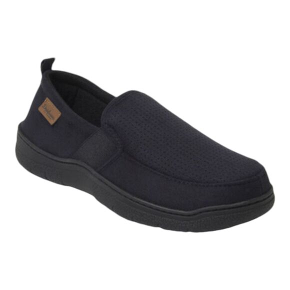 Dearfoams Clog Shoes Slippers Mens 9-10 Black Perforated Microsuede Moc Toe Cozy - Picture 5 of 12